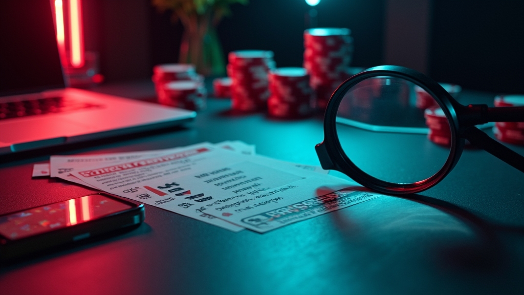 Checklist for reviewing no deposit bonus deals in a dark casino scene